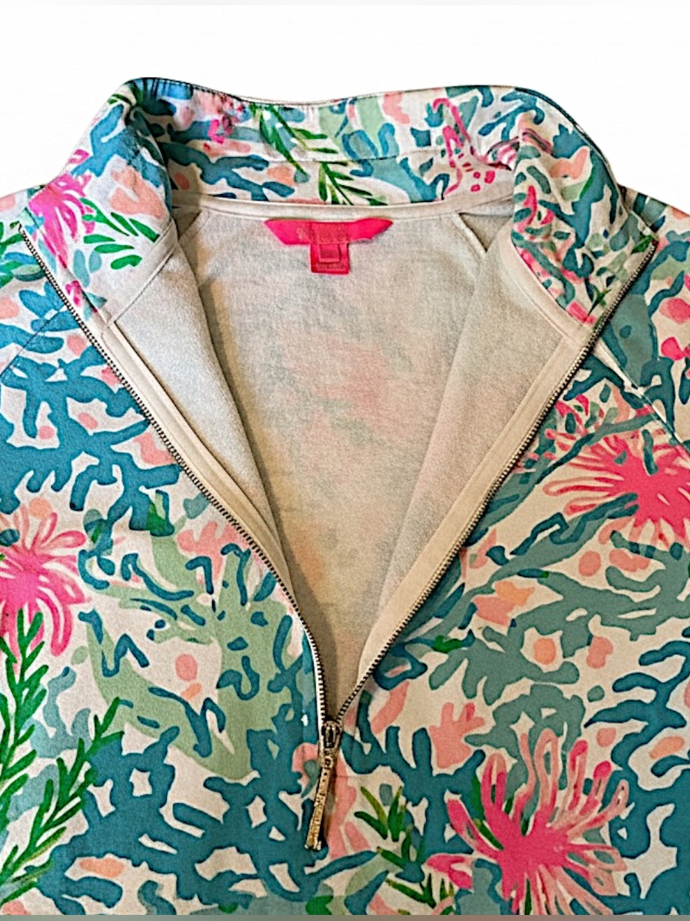 Lilly Pulitzer Sweatshirt Skipper Popover Lovers Coral Half Zip Pullover Small - Picture 5 of 10
